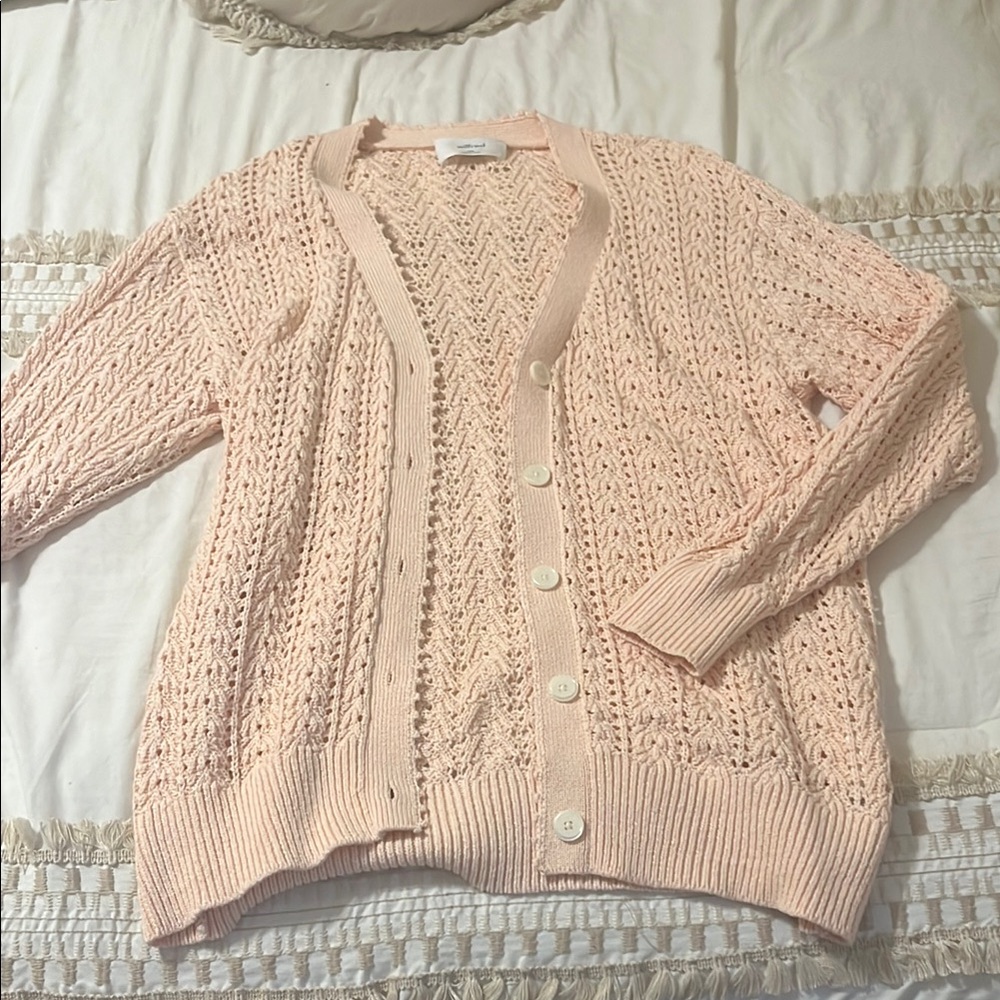 Aritzia Pink Cropped Cardigan Sweater